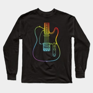 T-Style Electric Guitar Body Colorful Outline Long Sleeve T-Shirt